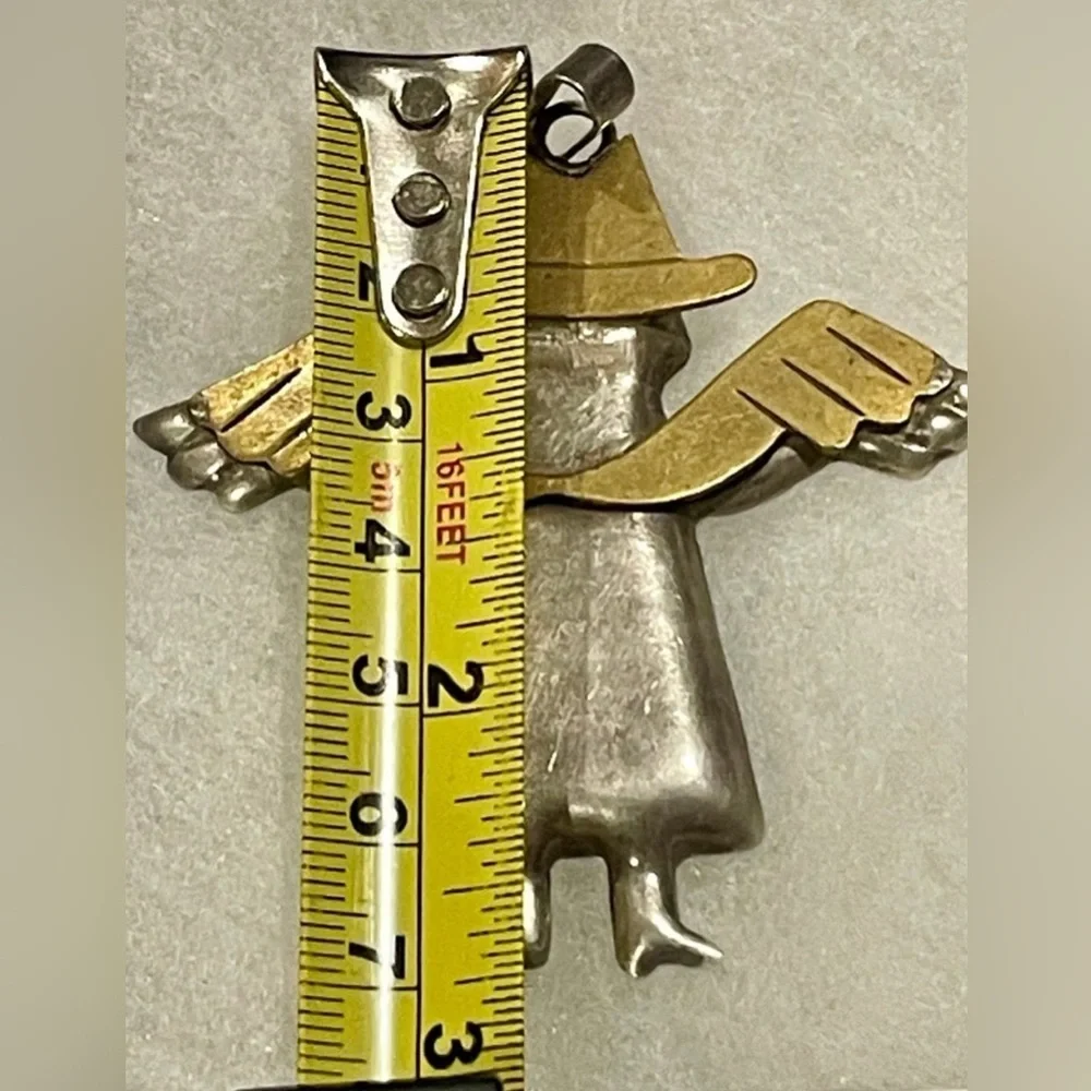 silver TAXCO angel with derby hat large necklace pendant Vintage Mexico 925 - Picture 4 of 5